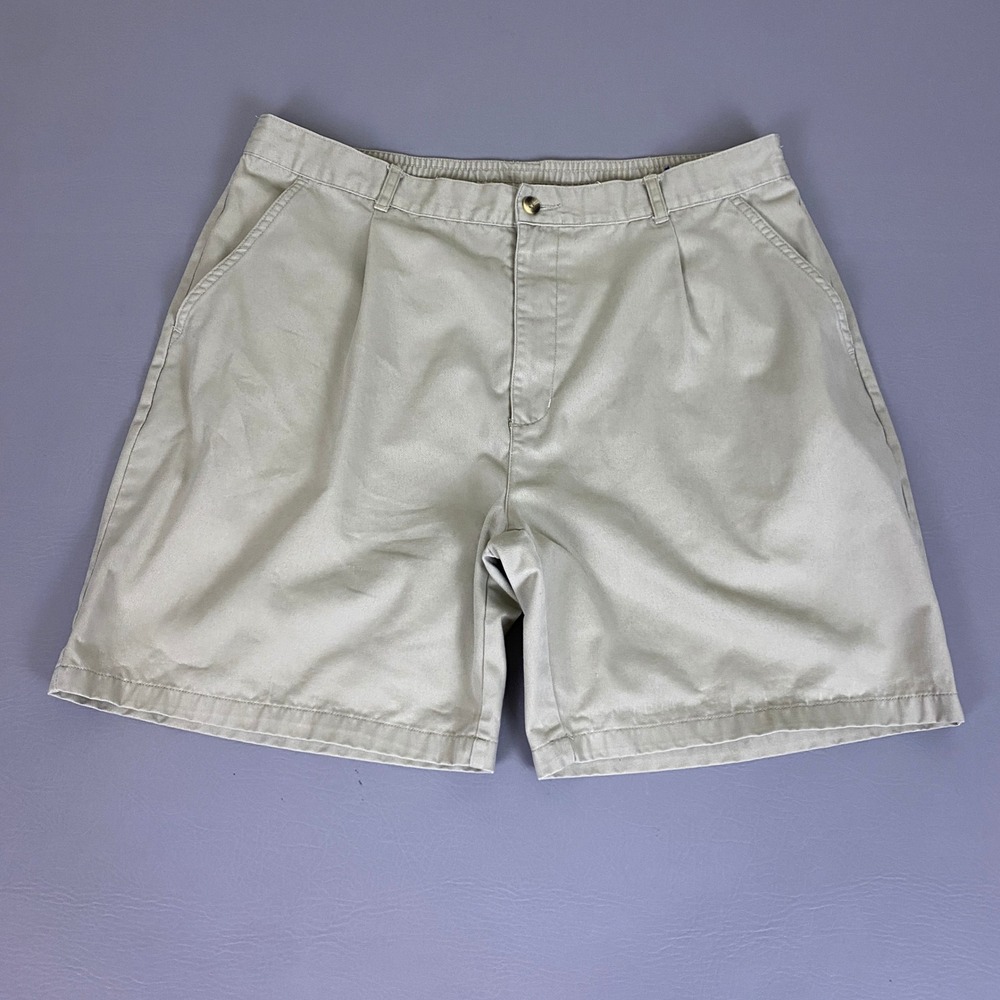 Puritan Shorts Men's Size‎ 38 Tan Pleated Chino Barley Beige Elastic Waist